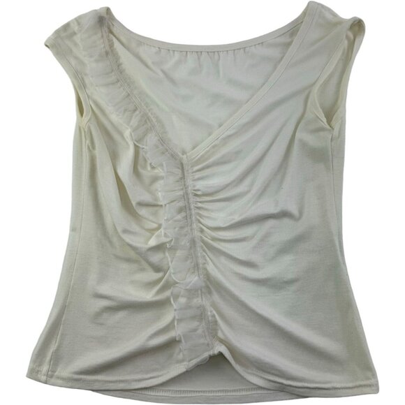 La Petite Francaise White Viscose Elastane Depose Tank Top Womens Size M/L - Picture 1 of 5